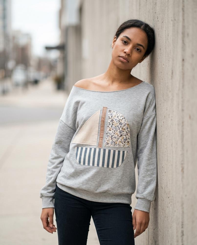 Wants and Fits - Lylar | Off-Shoulder Patchwork Sweatshirt Women